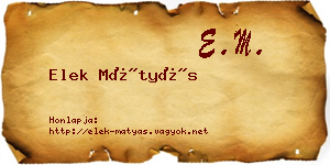 Elek Mátyás névjegykártya